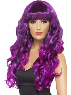 Disco Ster Pruik Paars En Zwart