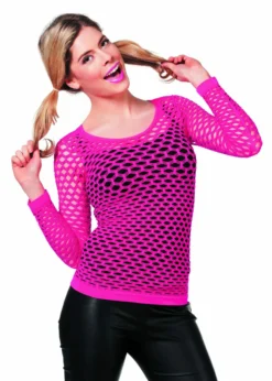 Spannend Netshirt Lange Mouw Roze Vrouw