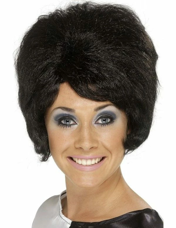 60s Beehive Zwarte Pruik 1 60s Beehive Zwarte Pruik