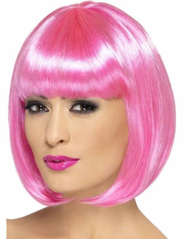 Lange Bob Pruik Roze 1 Lange Bob Pruik Roze
