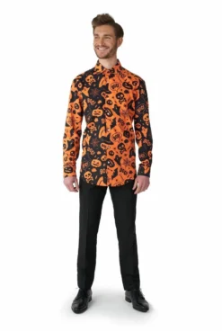 Halloween Icons Oranje Zwart Overhemd Man -DuivelDesigns Winkel cssm 1012 3 11