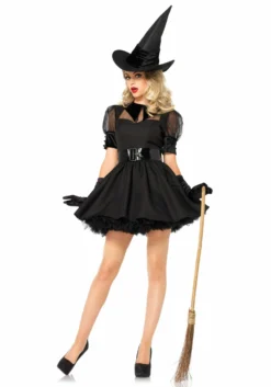 Betoverende Sexy Zwarte Heks Vrouw Kostuum
