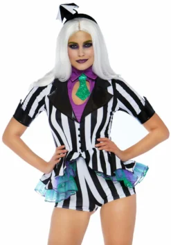 Harlekijn Scheidsrechter Beetle Juice Vrouw Kostuum