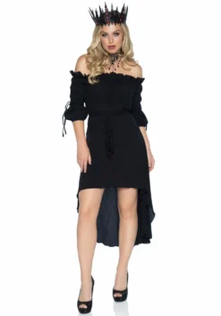 Zwarte Verleidelijke Strijdster Jurk Vrouw -DuivelDesigns Winkel leg 2022 2700 001 4 1