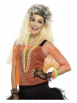 80s Zeer Felle Neon Oranje Visnet Shirt Vrouw