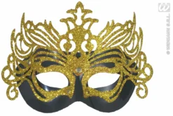 Oogmasker, Carnaval Zwart Met Goud Opgezet