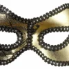 Oogmasker, Zwart / Goud Met Kant Op Ogen