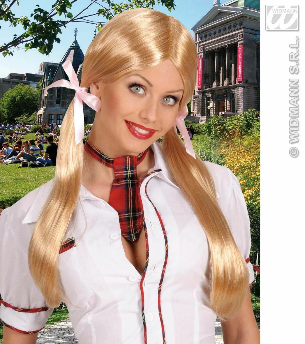 Pruik, Schoolmeisje Blond 1 Pruik, Schoolmeisje Blond