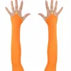 Tachtiger Jaren Vingerloze Handschoenen Satijn, Neon Oranje
