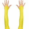 Tachtiger Jaren Vingerloze Handschoenen Satijn, Neon Geel