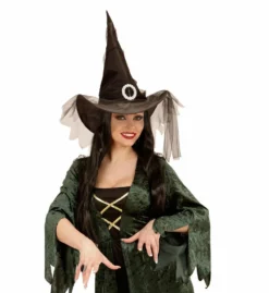 Klassieke Heksenhoed Met Tule, Zwart -DuivelDesigns Winkel wdm1516 51535 d 1