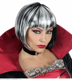 Zwart Witte Bebop Vampier Pruik