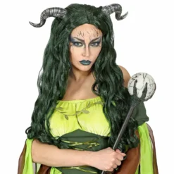 Duivelse Bosheks Pruik Met Ramshorens
