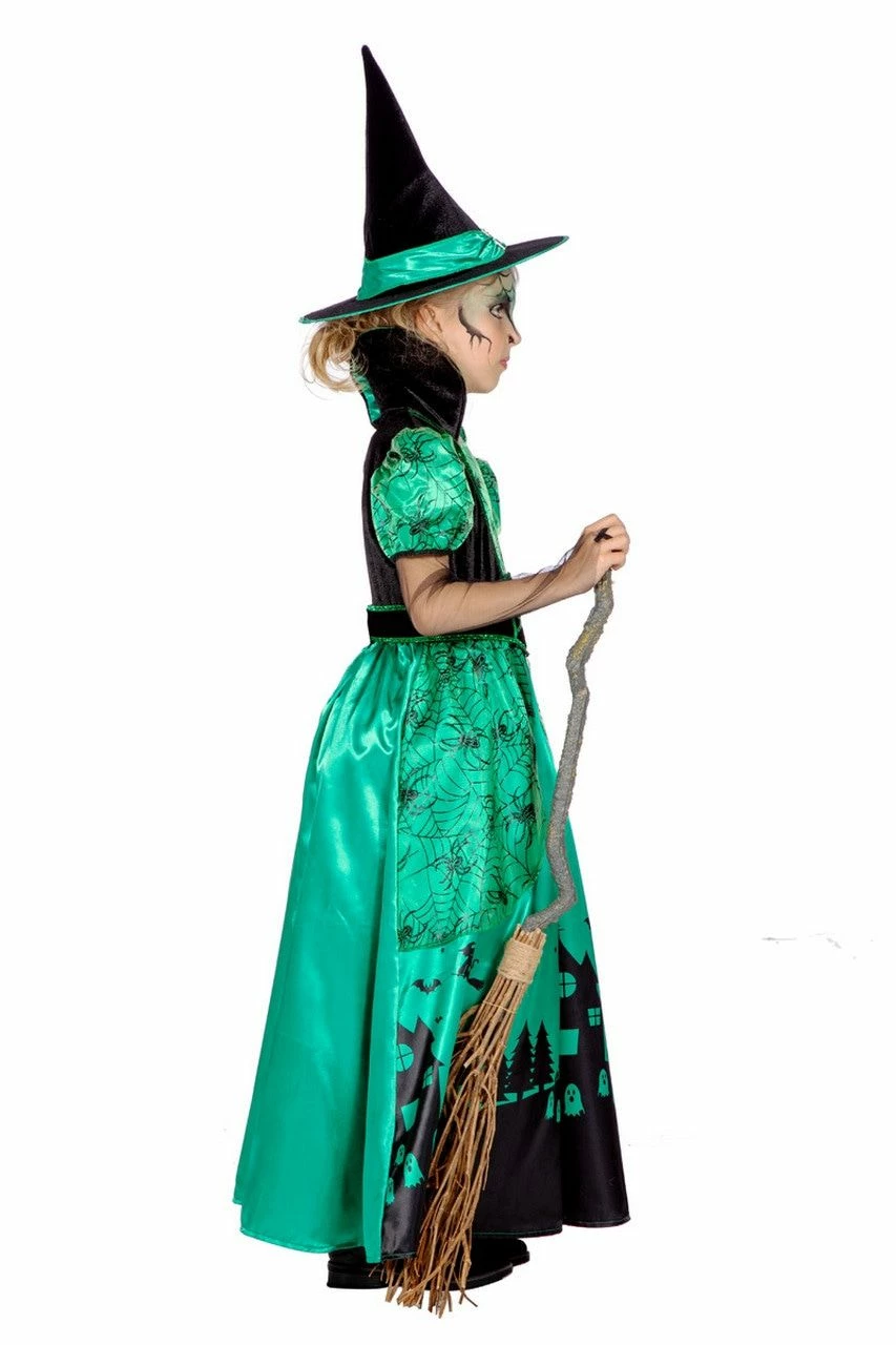 Green Witch Spookhuis Heks Meisje Kostuum 2 Green Witch Spookhuis Heks Meisje Kostuum - Afbeelding 2