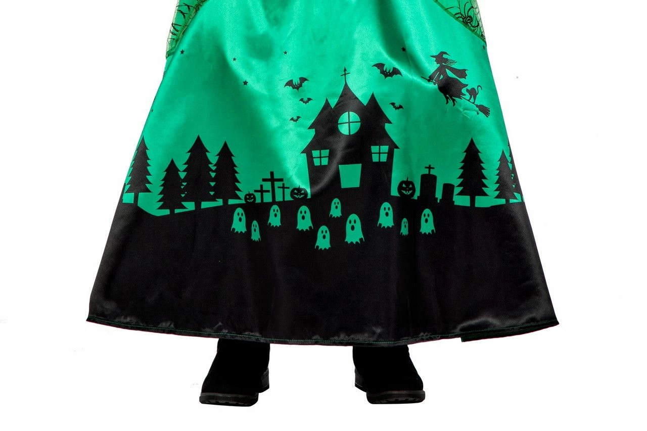Green Witch Spookhuis Heks Meisje Kostuum 4 Green Witch Spookhuis Heks Meisje Kostuum - Afbeelding 4